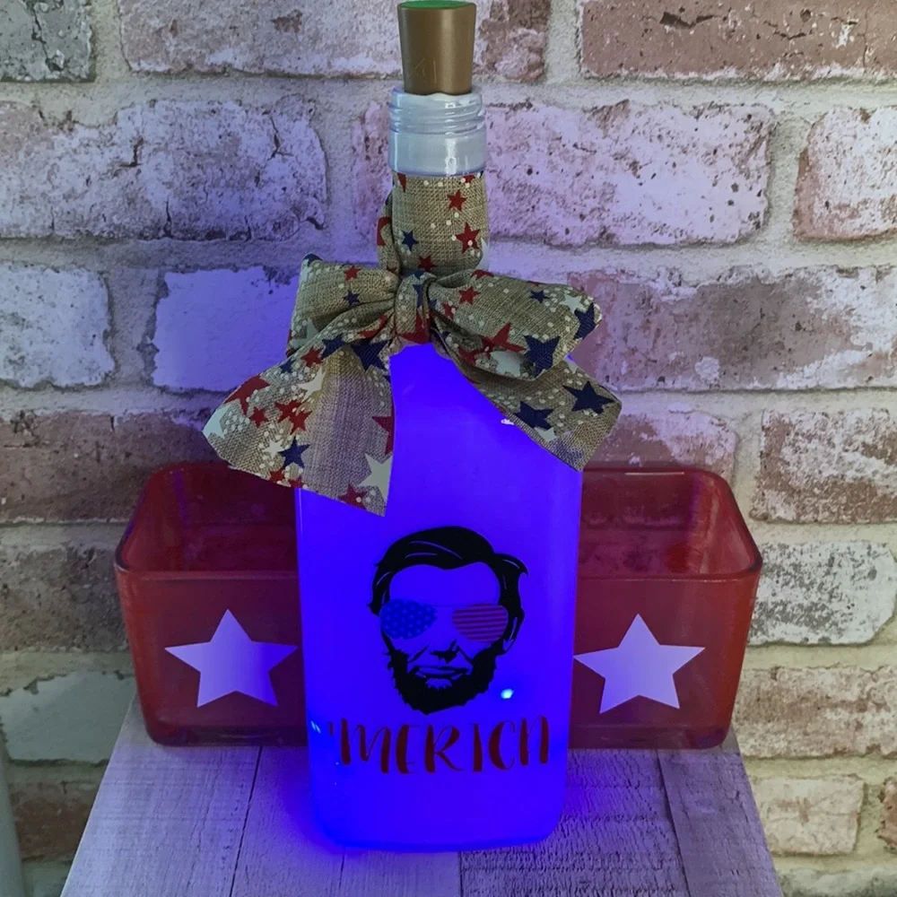 Handcrafted ‘Merica Abe Lincoln, spirit bottle lantern